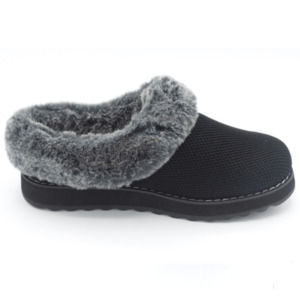 NWB Skechers BOBS Knit Faux Fur Clog Slipper Keepsakes 2.0 Black - Medium